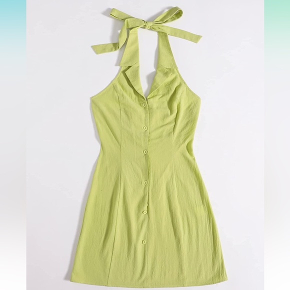 SHEIN Dresses & Skirts - SHEIN button down sleeveless halter bodycon cotton dress in green-Size XL